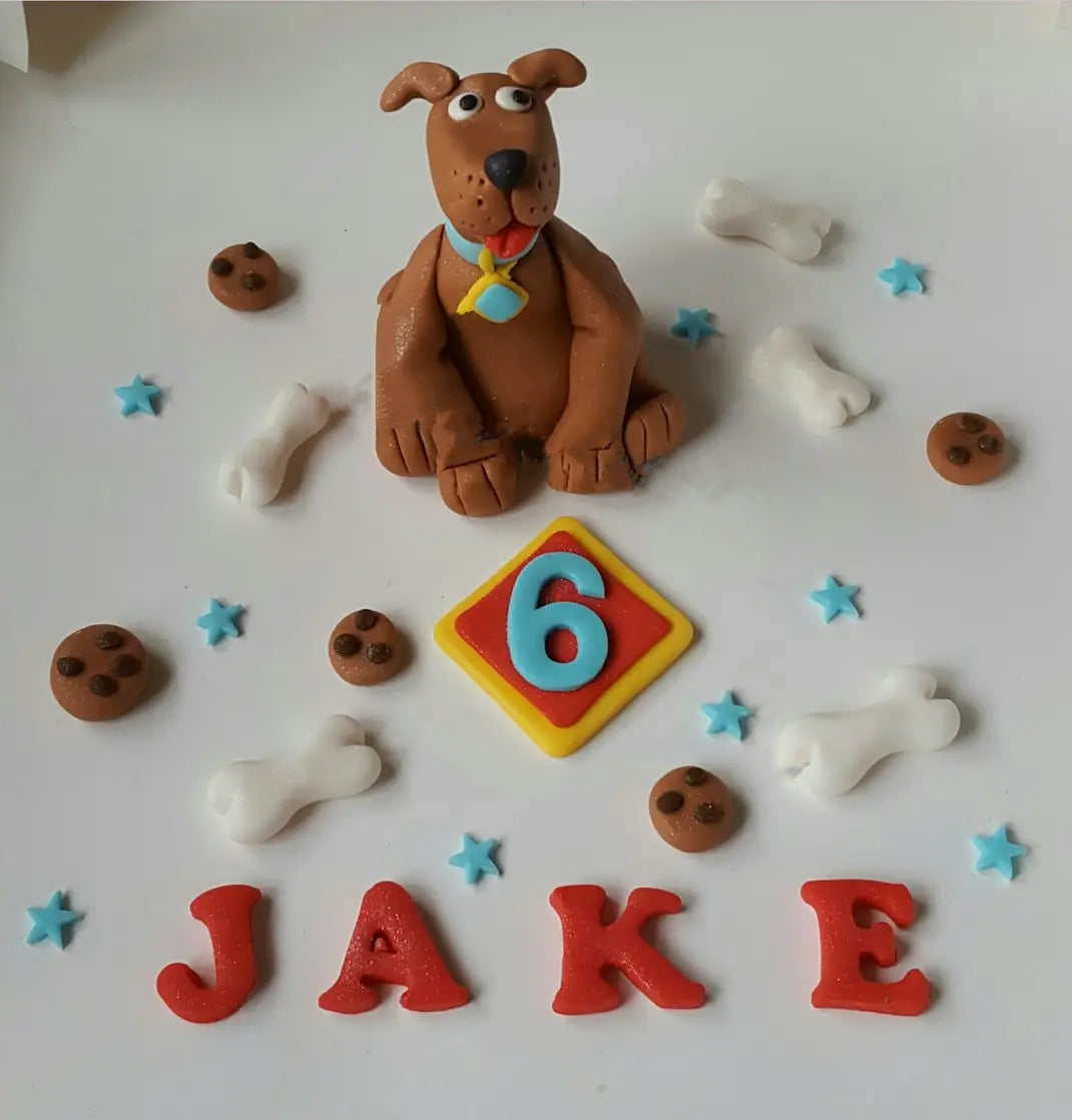 Edible handmade dog cake topper,fondant icing decoration