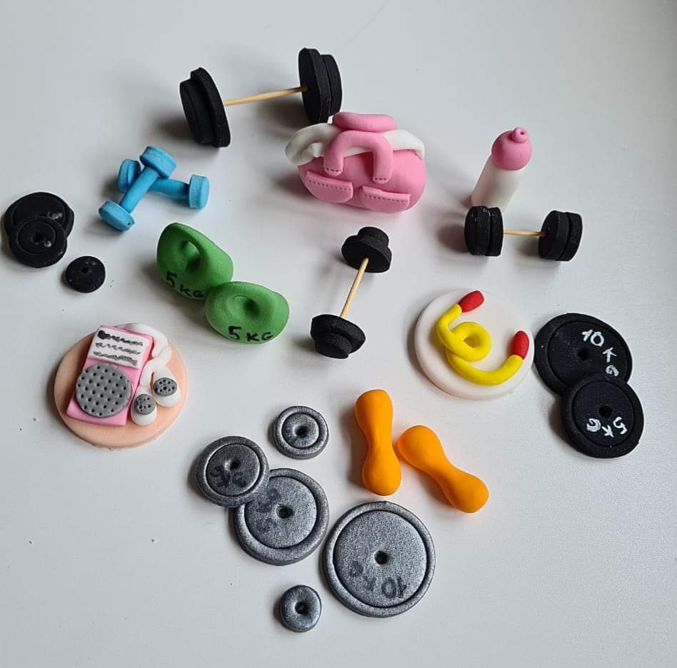 Edible gym/fitness cake toppers,fondant icing decorations