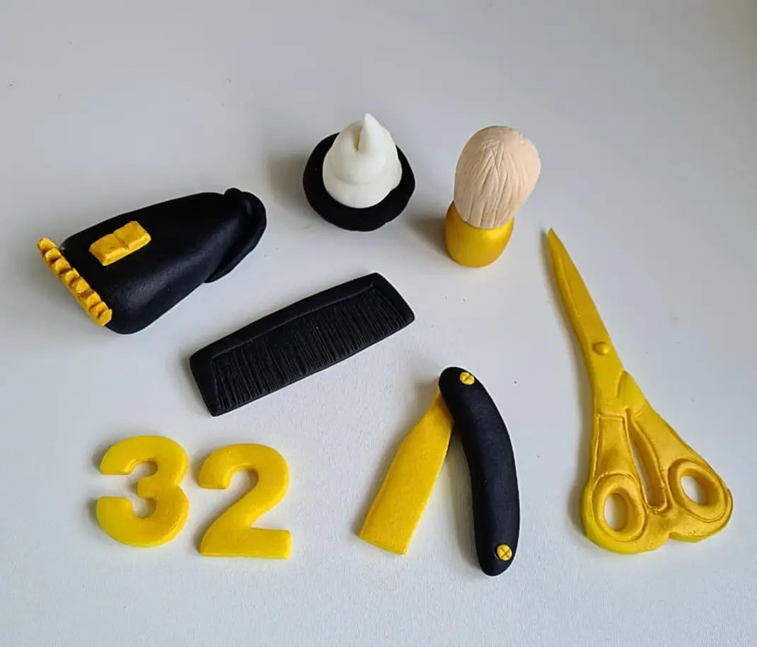 Edible barber,hairdresser cake topper,fondant icing decorations
