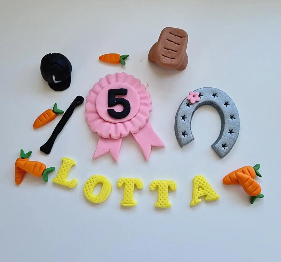 Edible horse racing themed cake topper,fondant icing decorations