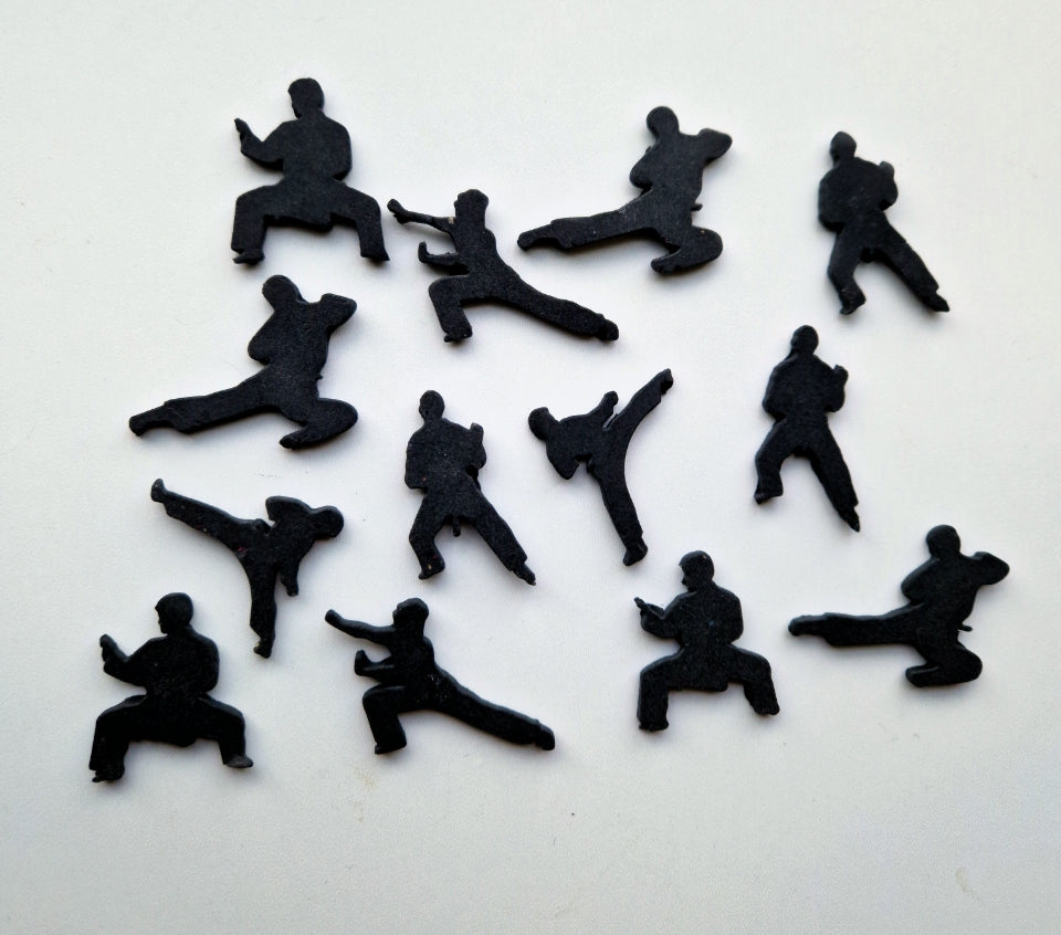 12 Edible martial karate cake toppers,fondant icing decorations