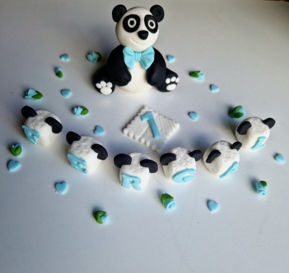 Edible baby panda cake topper,fondant icing decoration