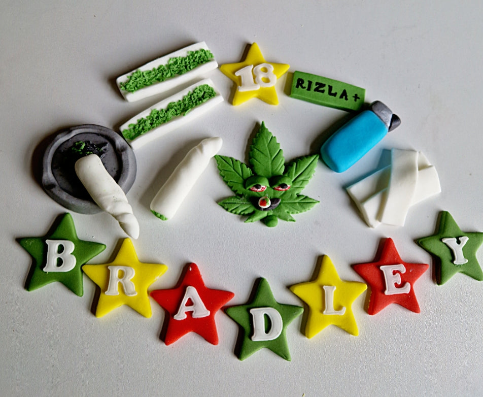 Edible smoking cake topper,fondant icing decoration