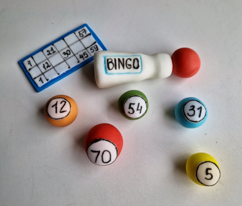 Edible Bingo cake topper,fondant icing decoration