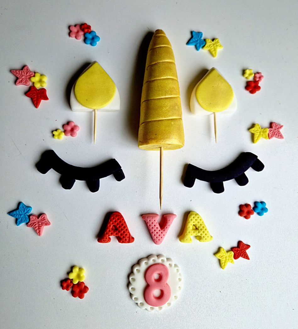 Edible unicorn cake topper,fondant icing decoration