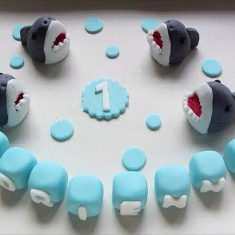 Edible sharks cake topper,handmade fondant decoration