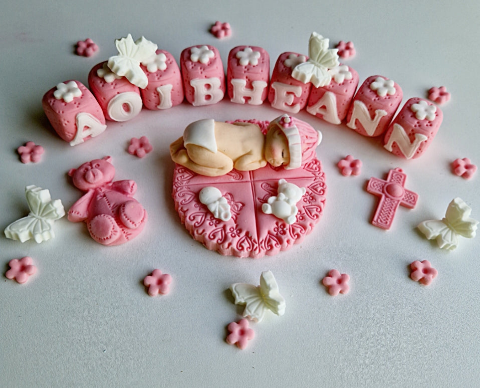 Edible baby cake topper,baptism/christening,fondant icing decoration