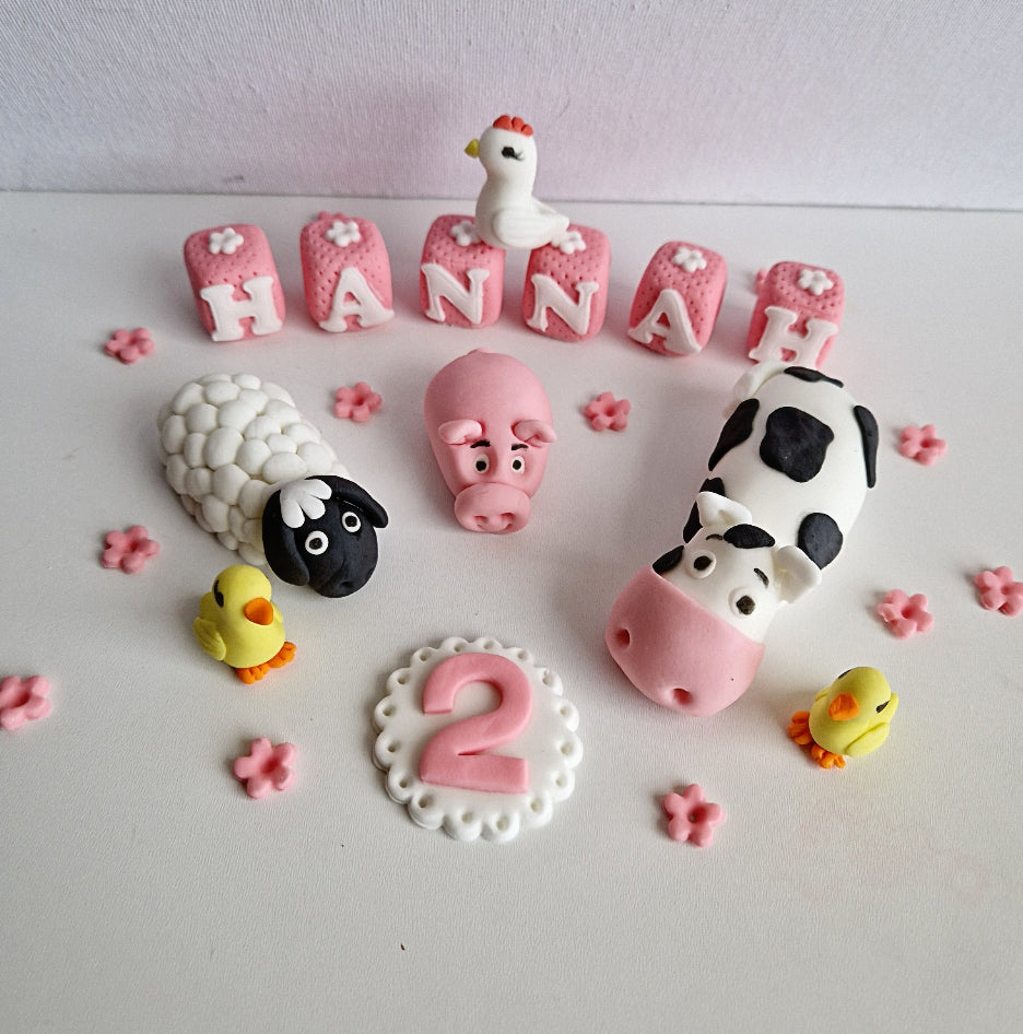Edible farm animals cake topper,fondant icing decoration