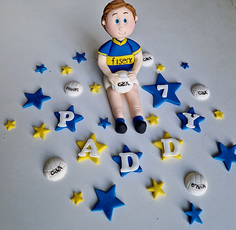 Edible soccer/football GAA player cake topper,fondant icing decoration