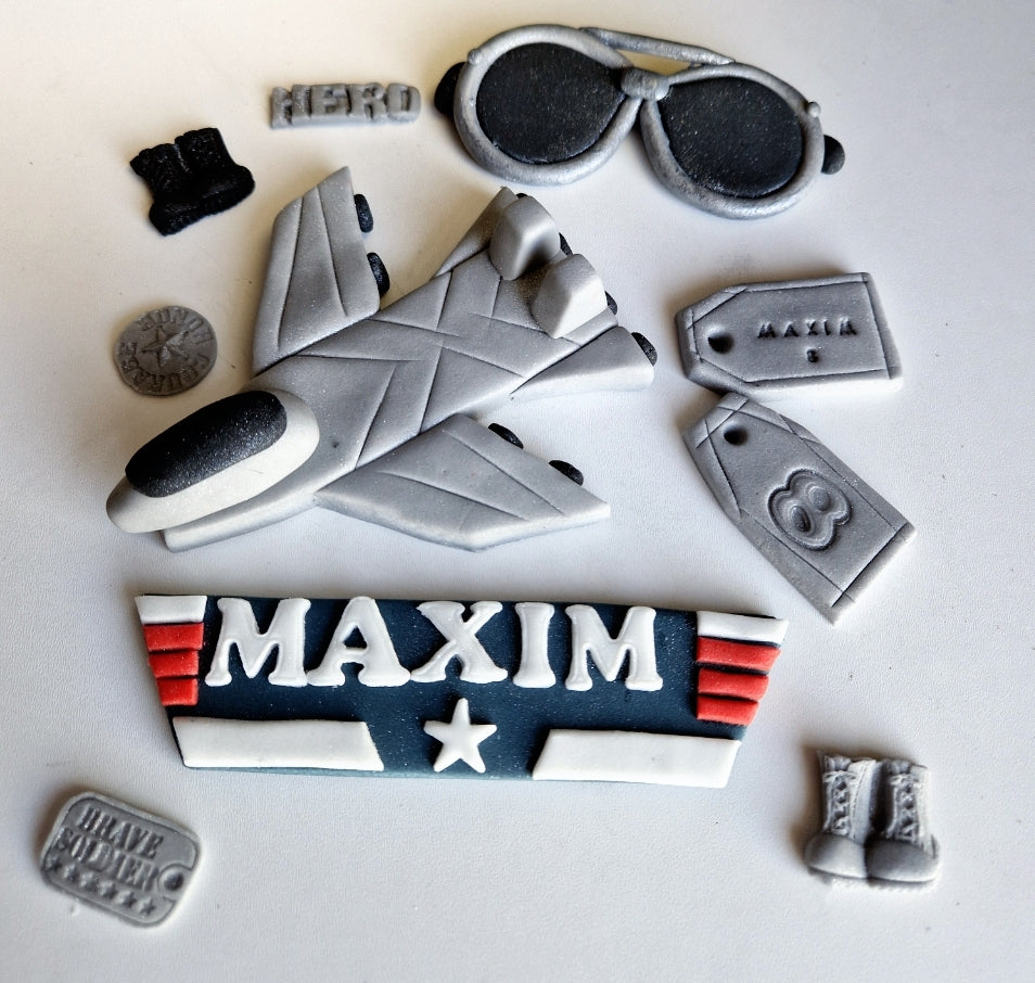 Edible Top Gun cake topper,handmade fondant icing decoration