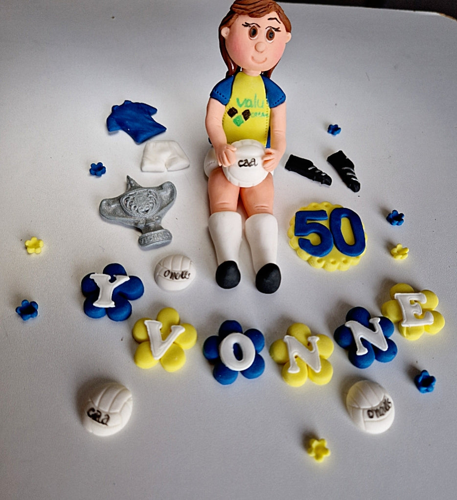 Edible soccer/football GAA player cake topper,fondant icing decoration