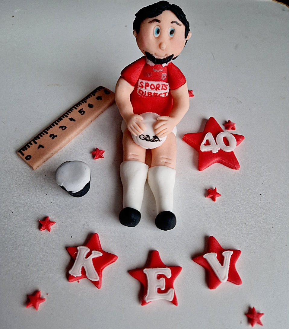 Edible soccer/football GAA player cake topper,fondant icing decoration