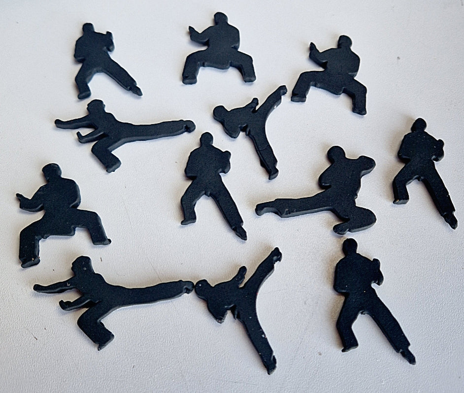 12 Edible martial karate cake toppers,fondant icing decorations