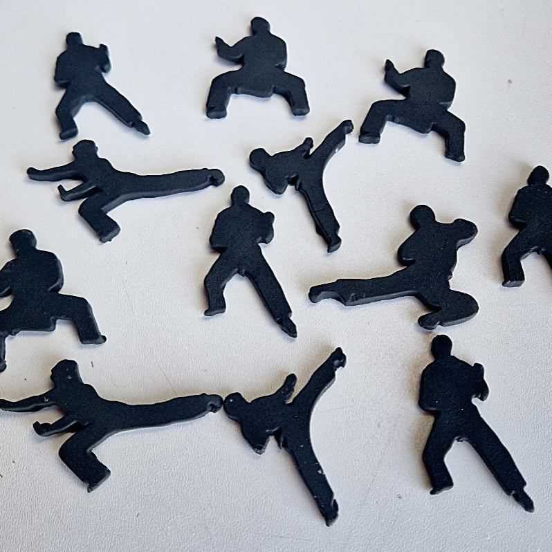 12 Edible martial karate cake toppers,fondant icing decorations