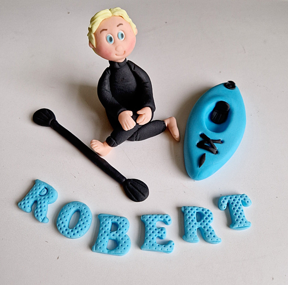 Edible canoe/kayak cake topper,fondant icing decoration