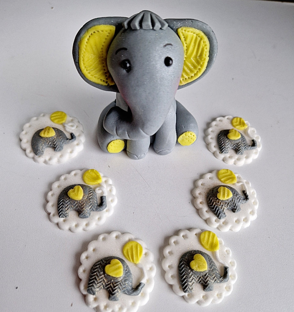 Edible baby elephant cake topper fondant icing decoration