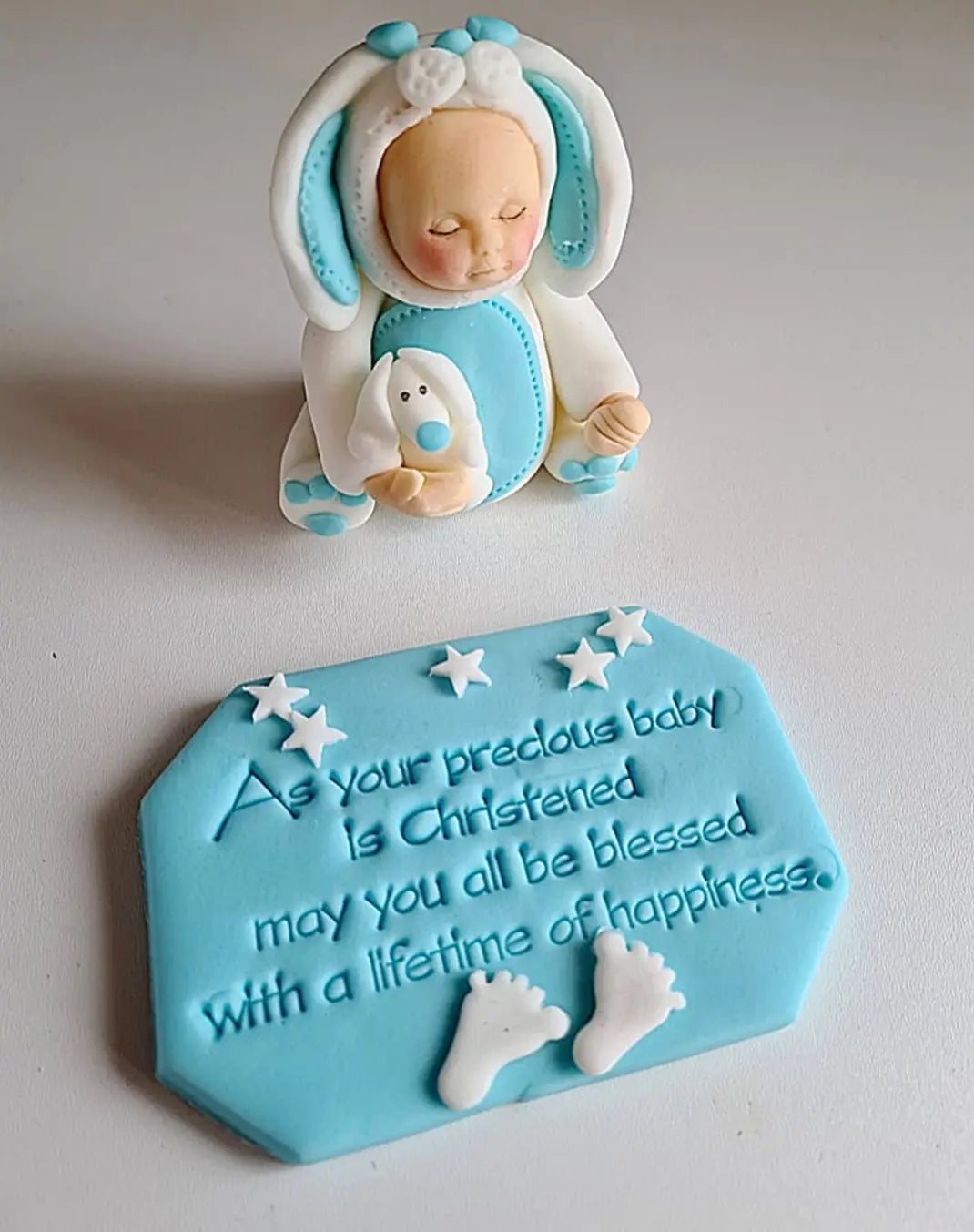 Edible baby bunny cake topper,fondant icing decoration