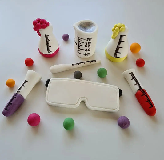 Edible chemistry,scientist  teacher cake topper,fondant icing decoration