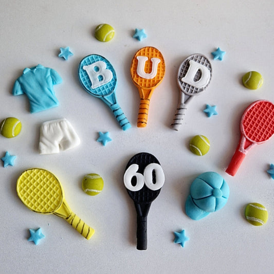 Edible tennis cake toppers,fondant icing sport decorations