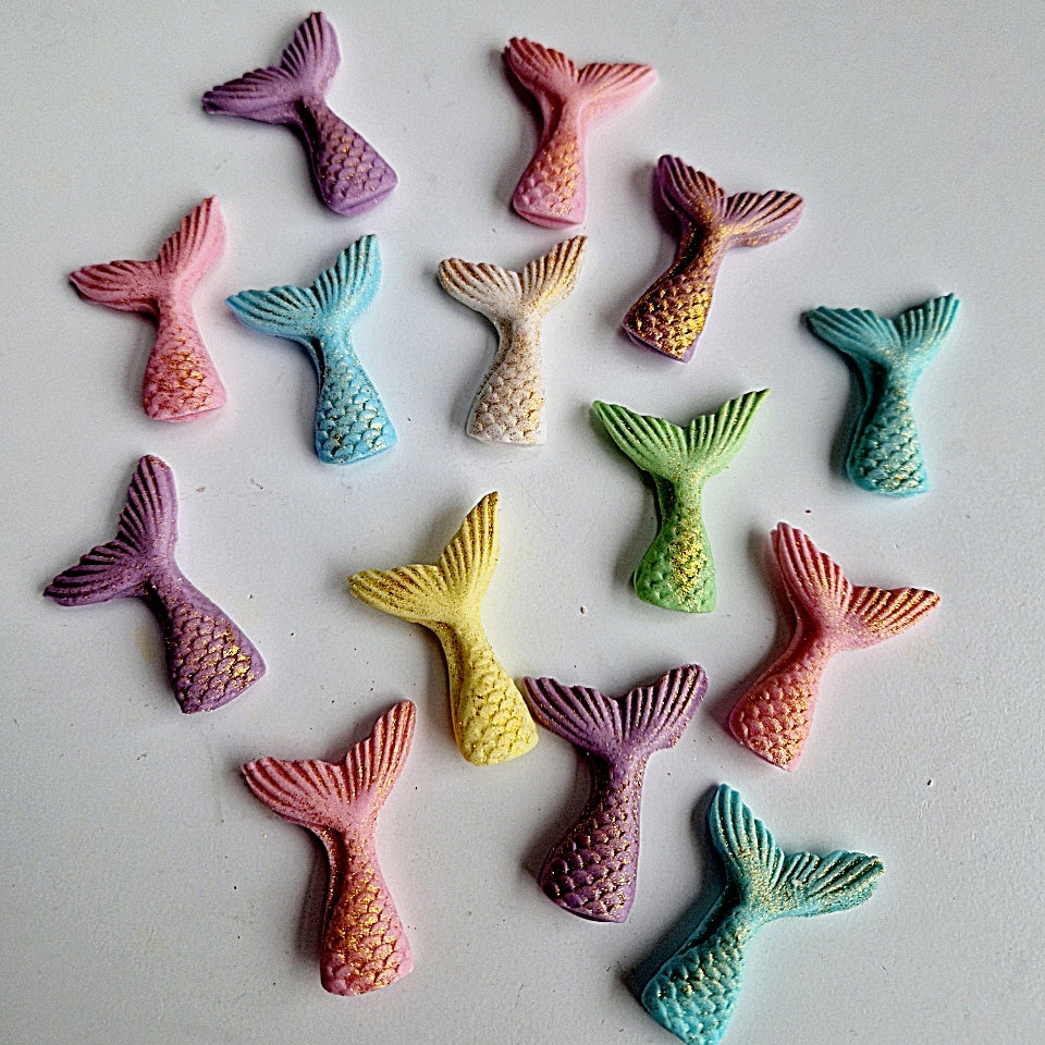 Edible mermaid tail cake/cupcakes toppers, fondant icing decorations