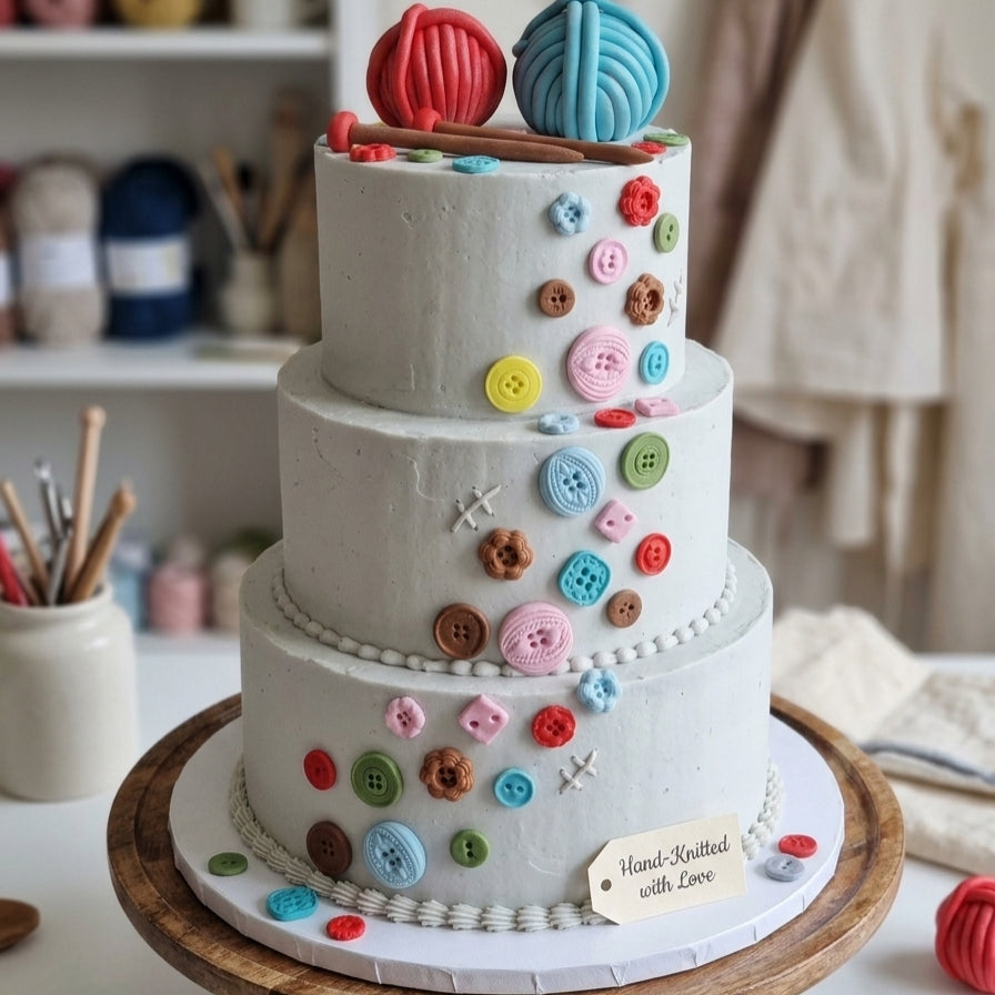 Edible knitting cake topper,fondant icing decoration