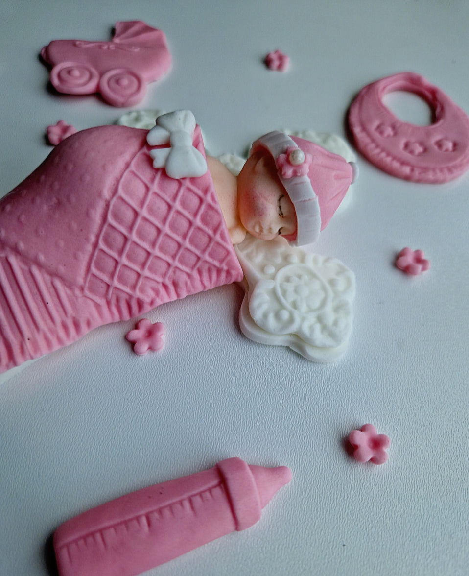 Edible baptism baby cake topper,fondant icing decorations