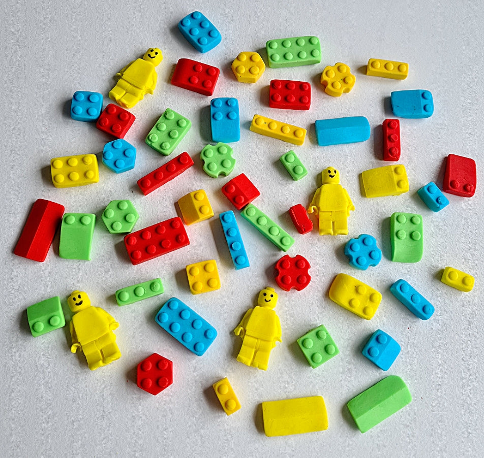30 Edible construction building blocks,fondant icing party decoration