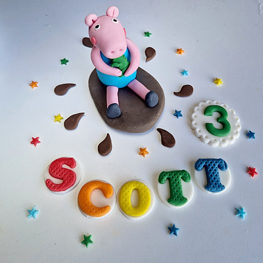Edible Peppa Pig,George cake topper,fondant icing decoration