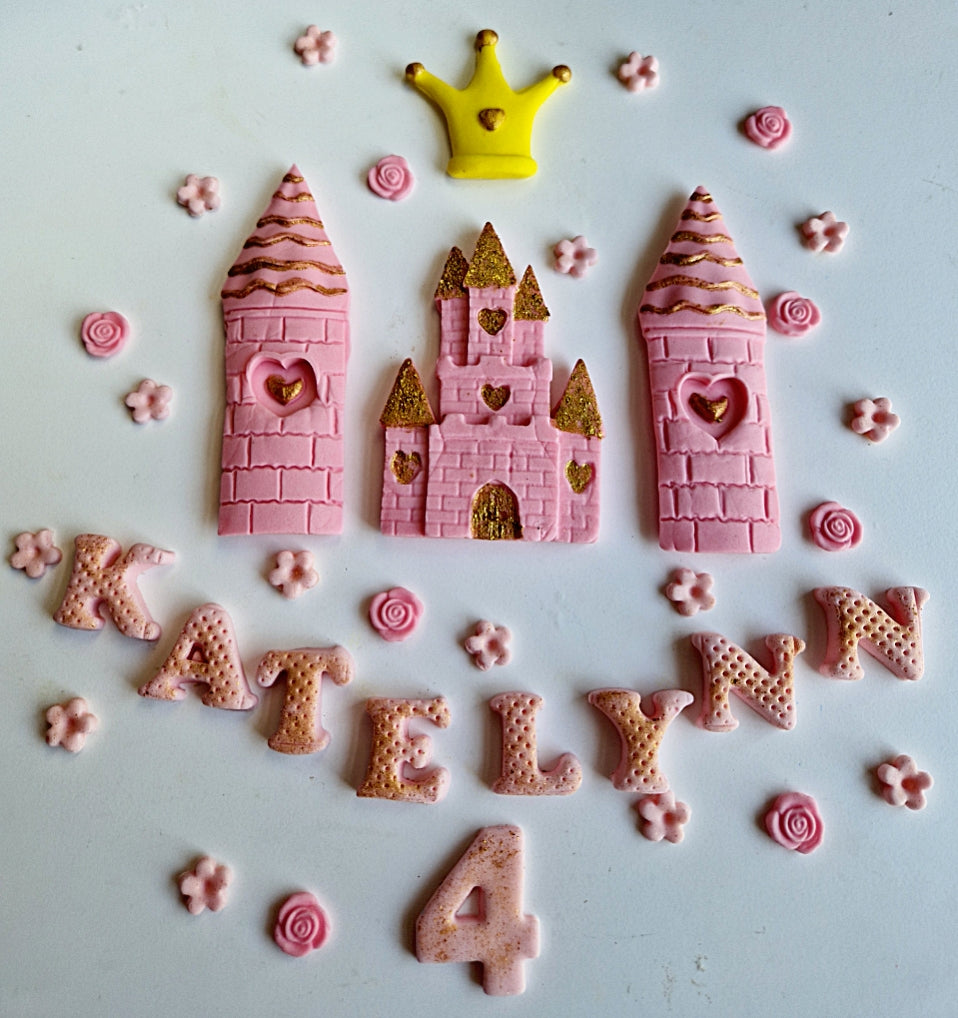 Edible princess castle cake topper,fondant icing decoration