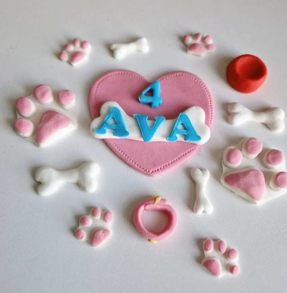 Edible paw prints,dog cake topper,fondant icing decorations