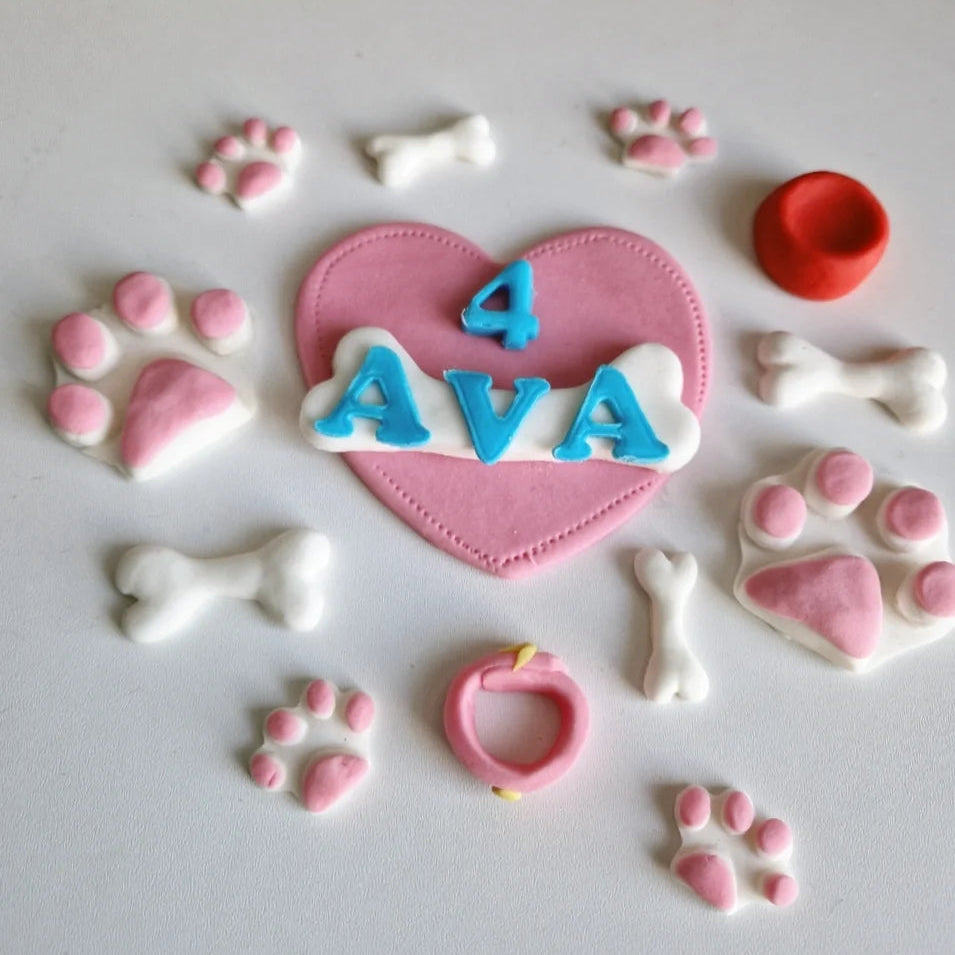 Edible paw prints,dog cake topper,fondant icing decorations