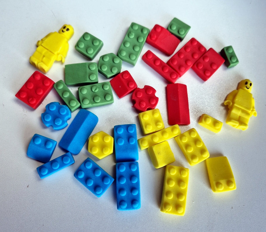 30 Edible construction building blocks,fondant icing party decoration