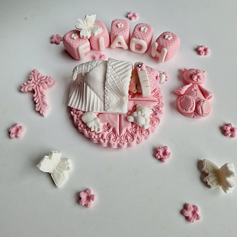 Edible baby cake topper,baptism/christening,fondant icing decoration
