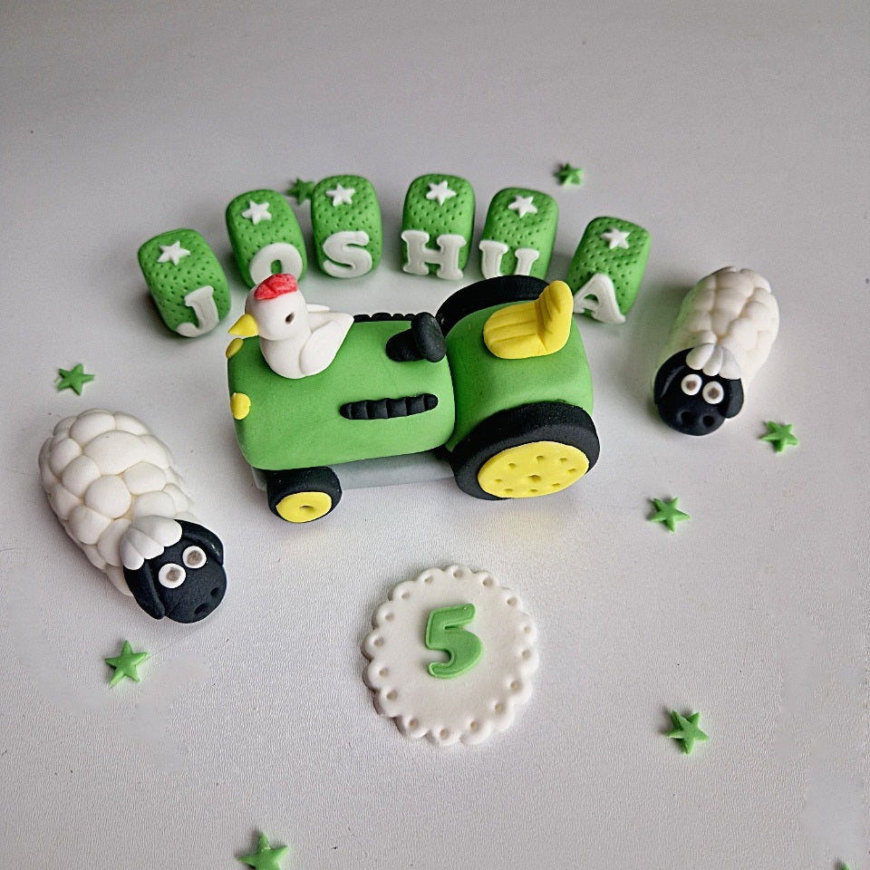 Edible tractor cake topper,fondant icing decoration