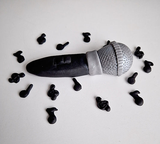 Edible microphone/ music notes cake topper,singing fondant icing decoration