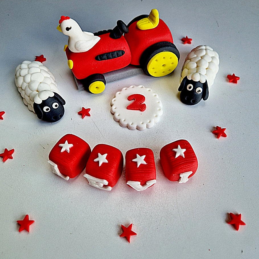 Edible tractor cake topper,fondant icing decoration