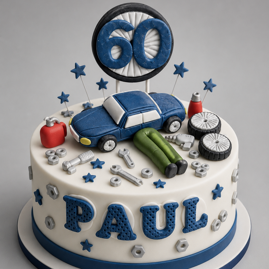 Edible mechanic cake topper,fondant icing decoration