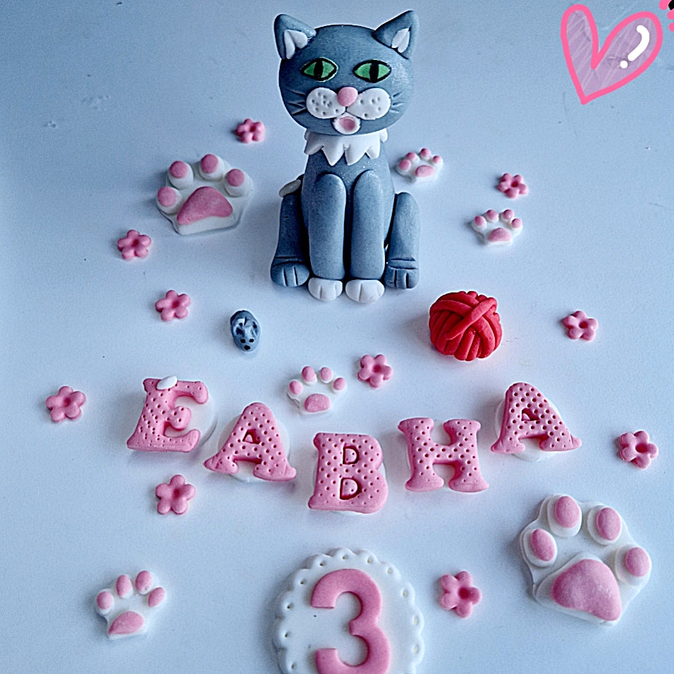 Edible cat/dog cake topper,fondant icing decoration
