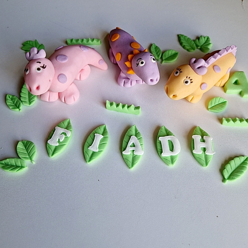 3 Edible dinosaurs cake topper,fondant icing decoration