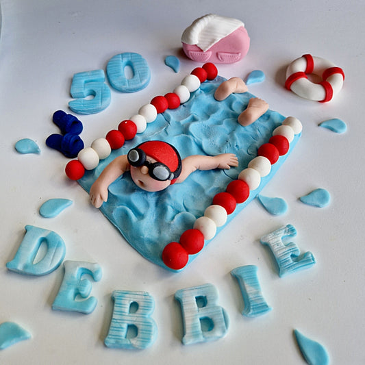 Edible swimmer cake topper,fondant icing decoration