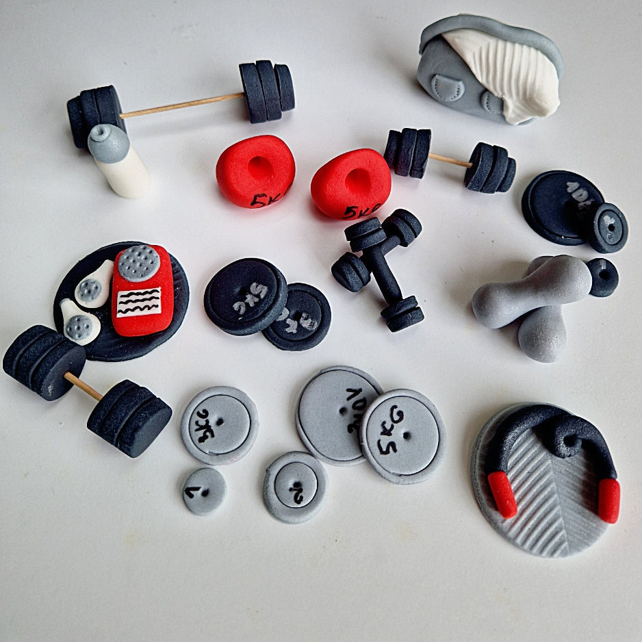 Edible gym/fitness cake toppers,fondant icing decorations