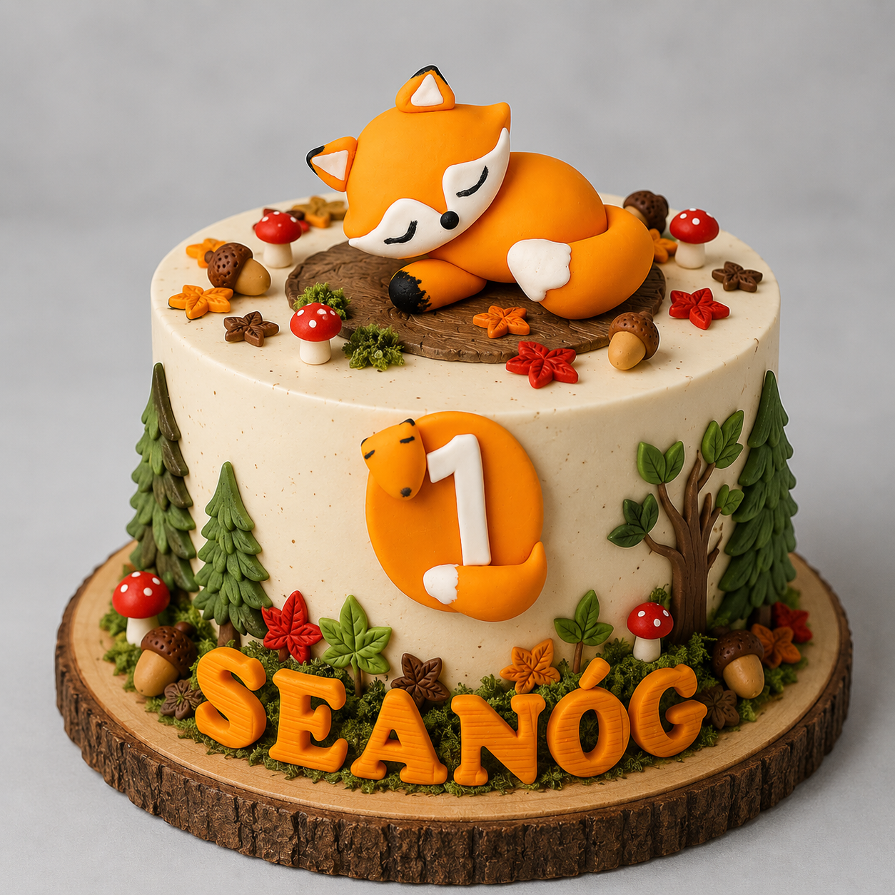 Edible baby fox cake topper, woodland fondant decoration