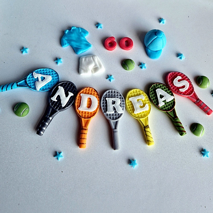 Edible tennis cake toppers,fondant icing sport decorations