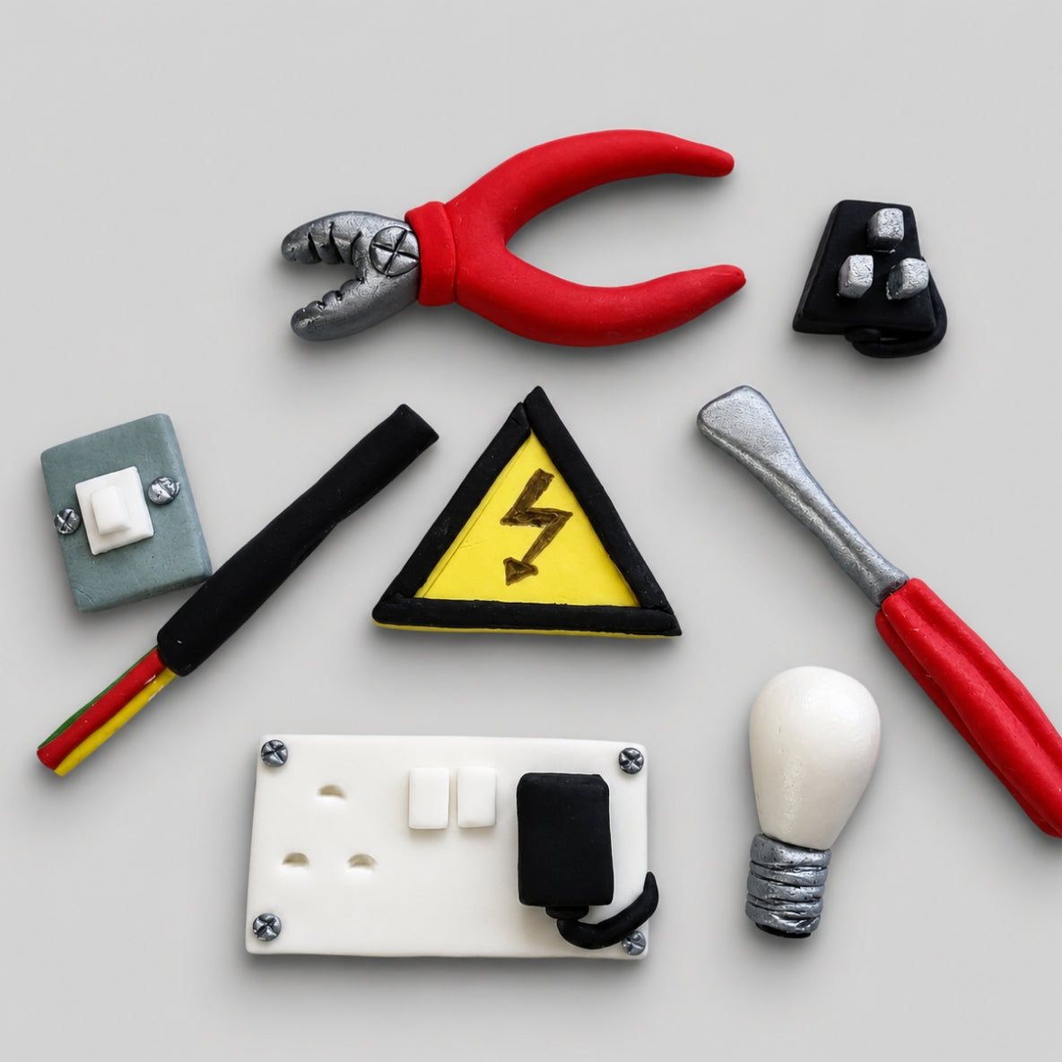 Edible Electrician Cake Topper – Fondant Electrical Tools, Birthday Fondant Cake Decorations