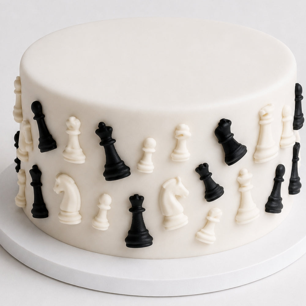 12 Edible chess cake/cupcake toppers,fondant icing party decorations