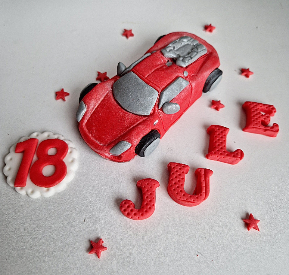 Edible sport car cake topper,fondant icing decoration