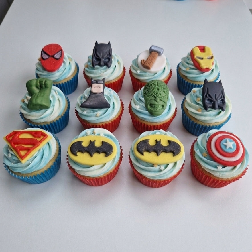 Superhero Edible Cake Toppers – Kids Birthday Decorations (10pcs)