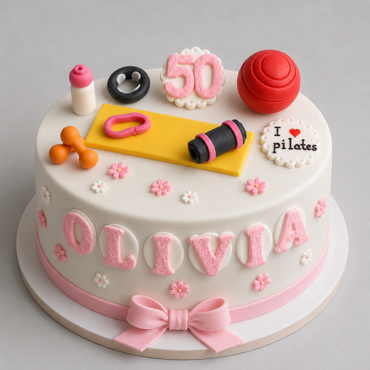 Edible Pilates Birthday Cake Topper – Fondant Icing Gym & Fitness Cake Decoration
