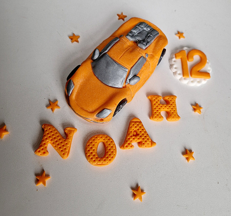 Edible sport car cake topper,fondant icing decoration
