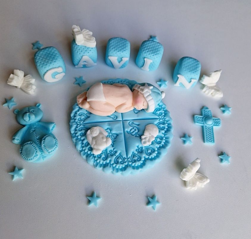 Edible baby cake topper,baptism/christening,fondant icing decoration